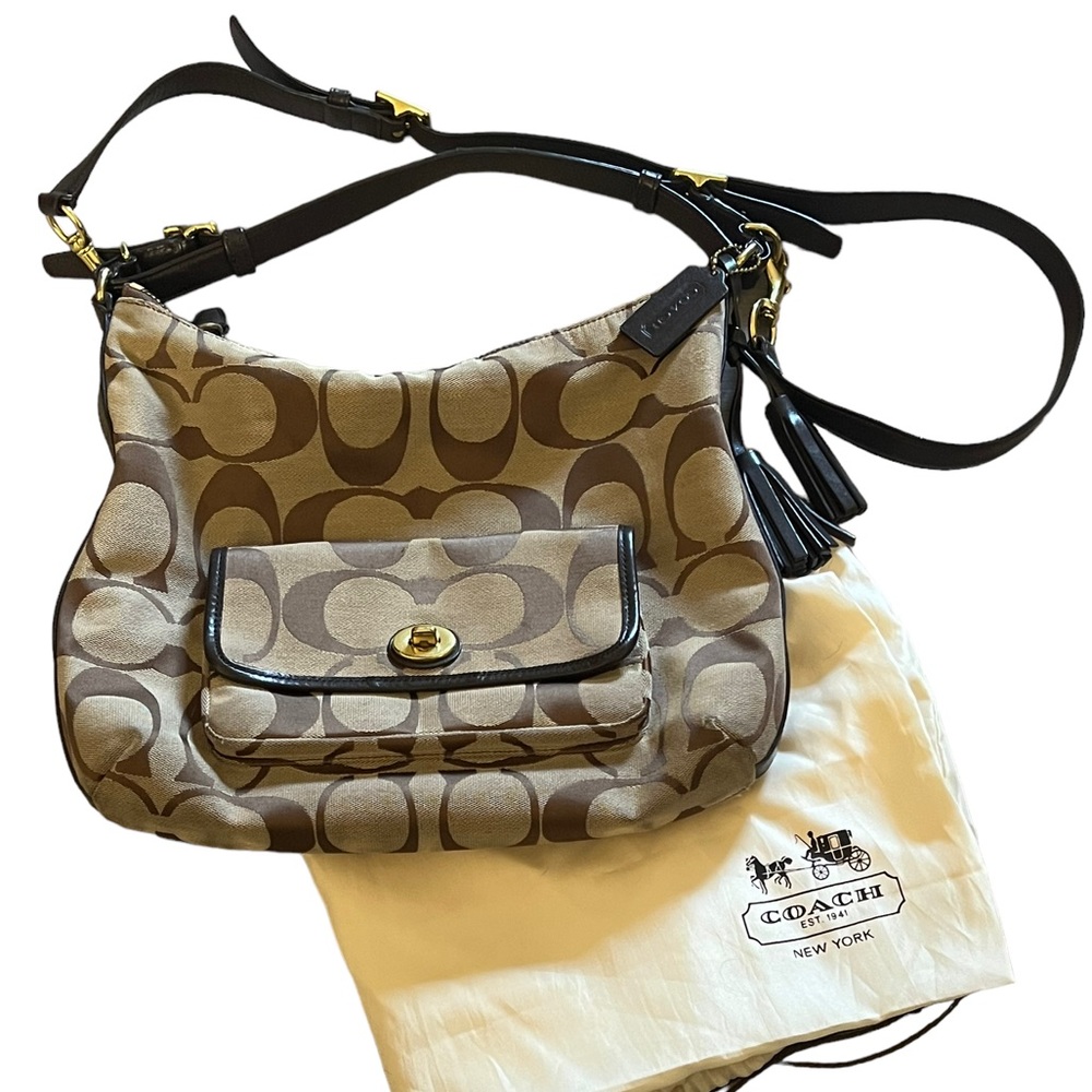 Coach Legacy Courtenay Hobo Shoulder Bag in Signature Fabric w/dust cover